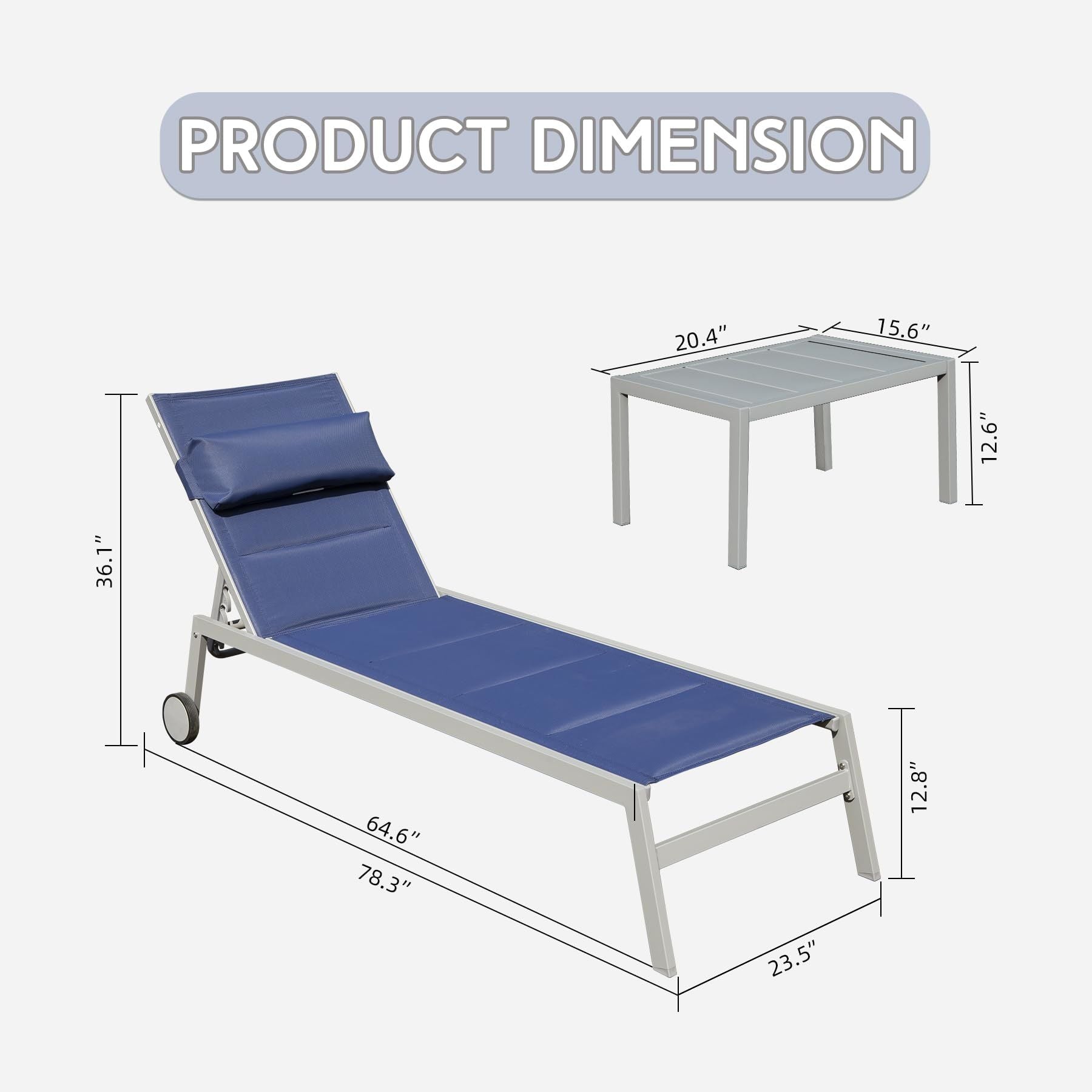 Outdoor Patio Chaise Lounge Set of 3 Doba